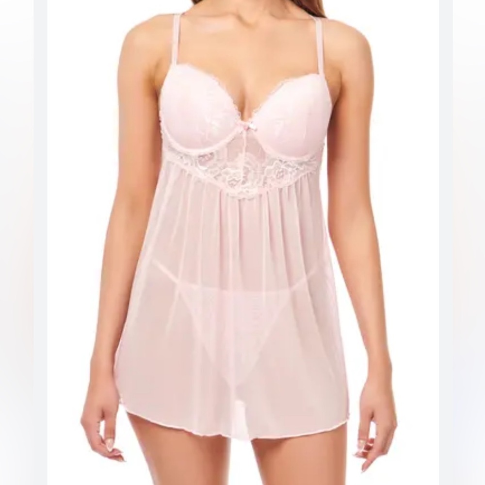 RACHEL Rachel Roy Pink Sheer Lace Chemise